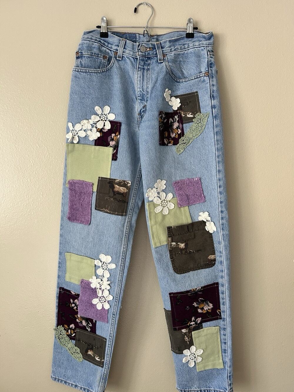 Vintage Levi's 550 Custom Patchwork Jeans W32 L32 Made in USA Tapered Leg
